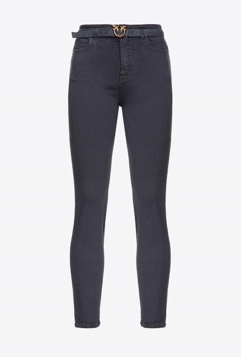 GREY - EBONY Pinko Coloured stretch bull denim skinny jeans | MYJZR36315