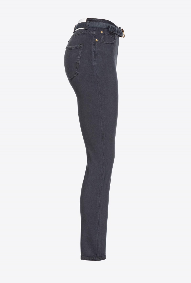 GREY - EBONY Pinko Coloured stretch bull denim skinny jeans | MYJZR36315