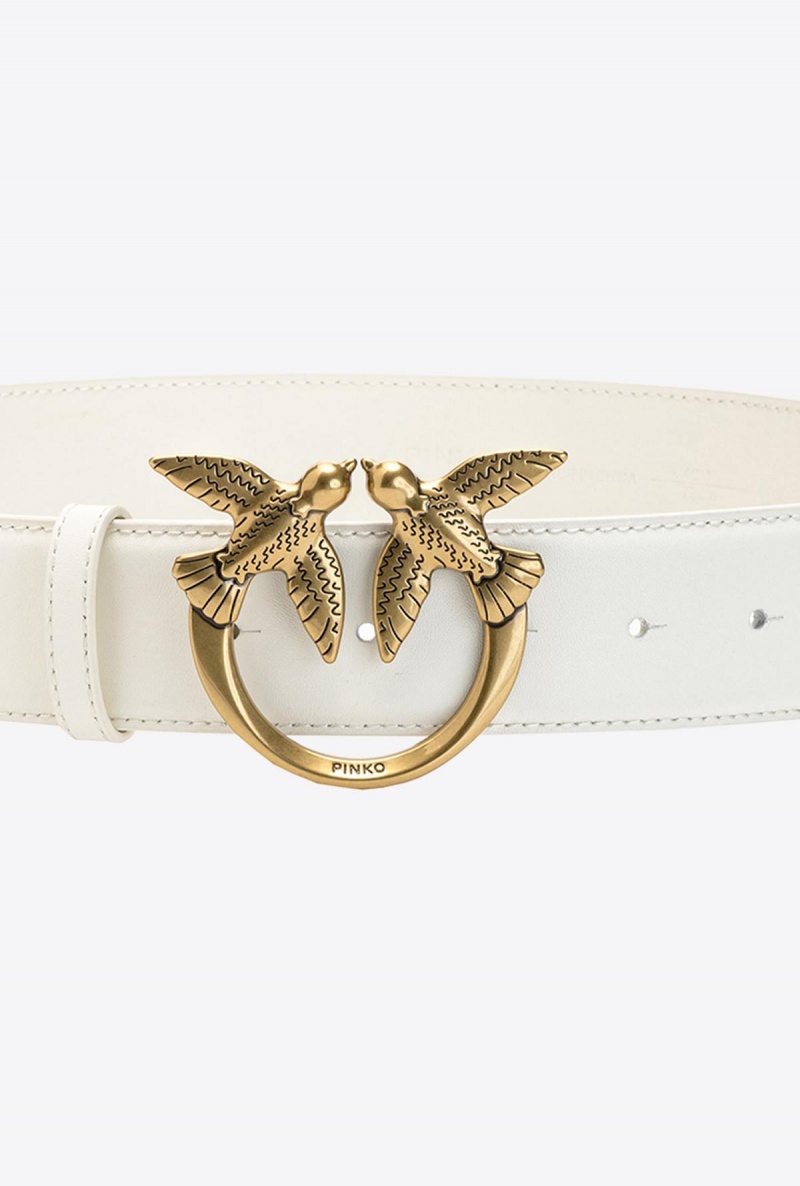 G. MAROSO BEIGE-ANTIQUE GOLD Pinko Love Birds leather belt | QMYUV80310