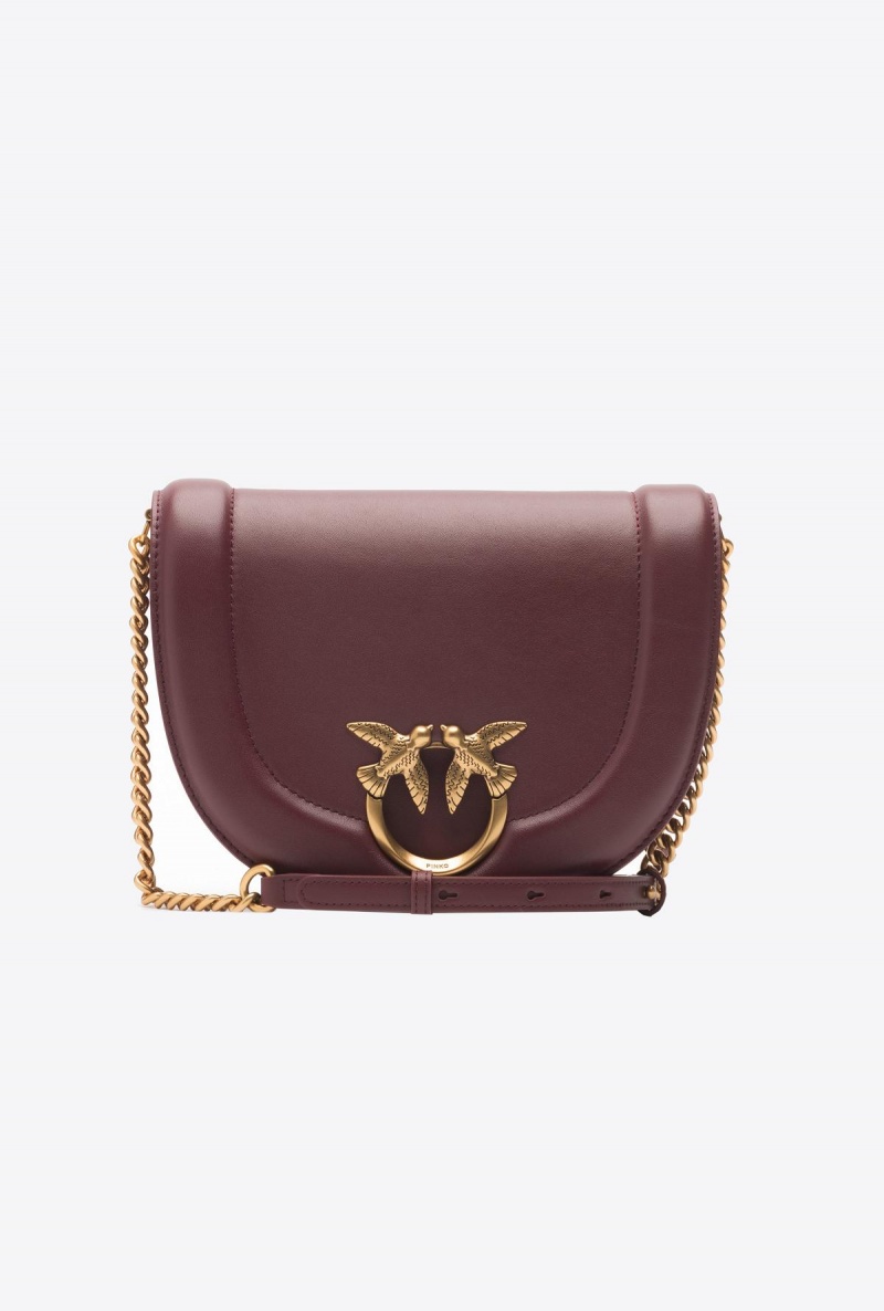 INTENSE BERRY-ANTIQUE GOLD Pinko Classic Love Bag Click Round in leather | MYCVG41537