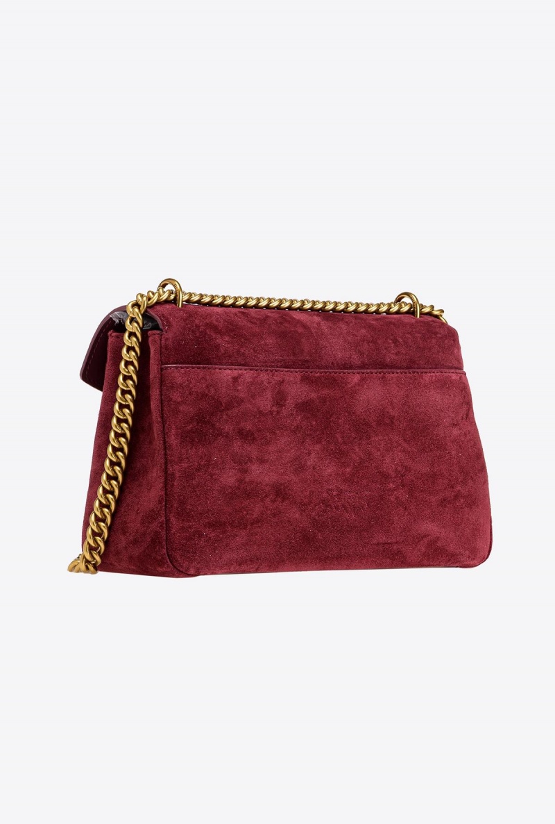INTENSE BERRY-ANTIQUE GOLD Pinko Classic Cupido Bag Messenger in suede | LMYSX77580