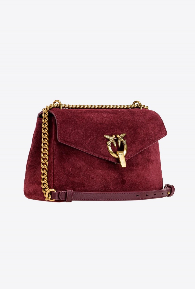 INTENSE BERRY-ANTIQUE GOLD Pinko Classic Cupido Bag Messenger in suede | LMYSX77580