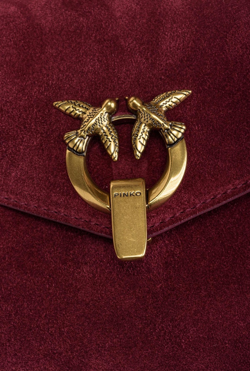 INTENSE BERRY-ANTIQUE GOLD Pinko Classic Cupido Bag Messenger in suede | LMYSX77580