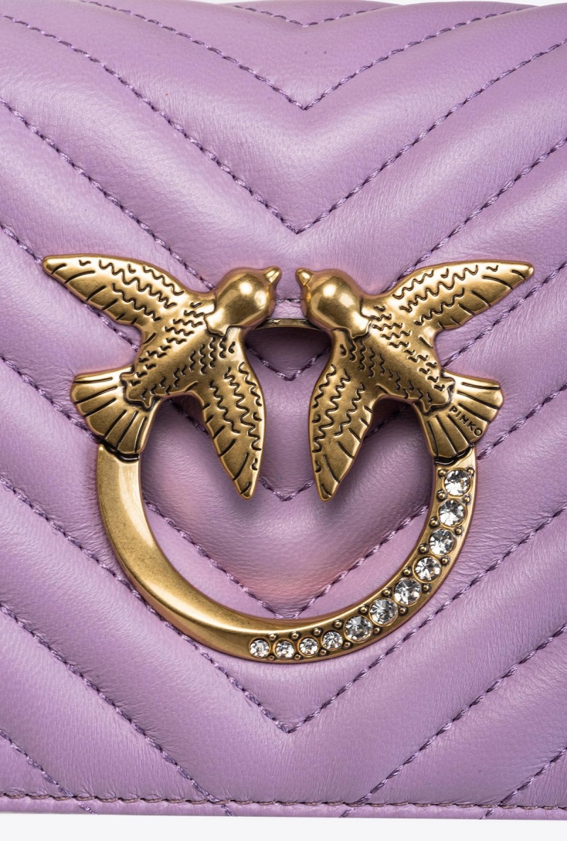 IRIS-ANTIQUE GOLD Pinko Mini Love Bag Click Chevron Jewel | SMYVO49746