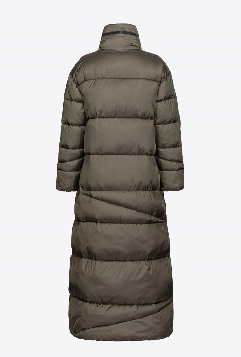 IRIS-LEAF GREEN Pinko Long technical satin down jacket | MYXMI98259