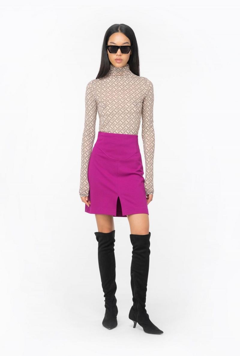 IVORY/BLACK Pinko Mock-turtleneck sweater with logo print | XMYGW49659