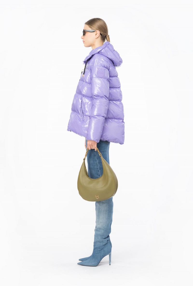 KASHMIR PURPLE Pinko Crystal nylon pea jacket | MYZDE45307
