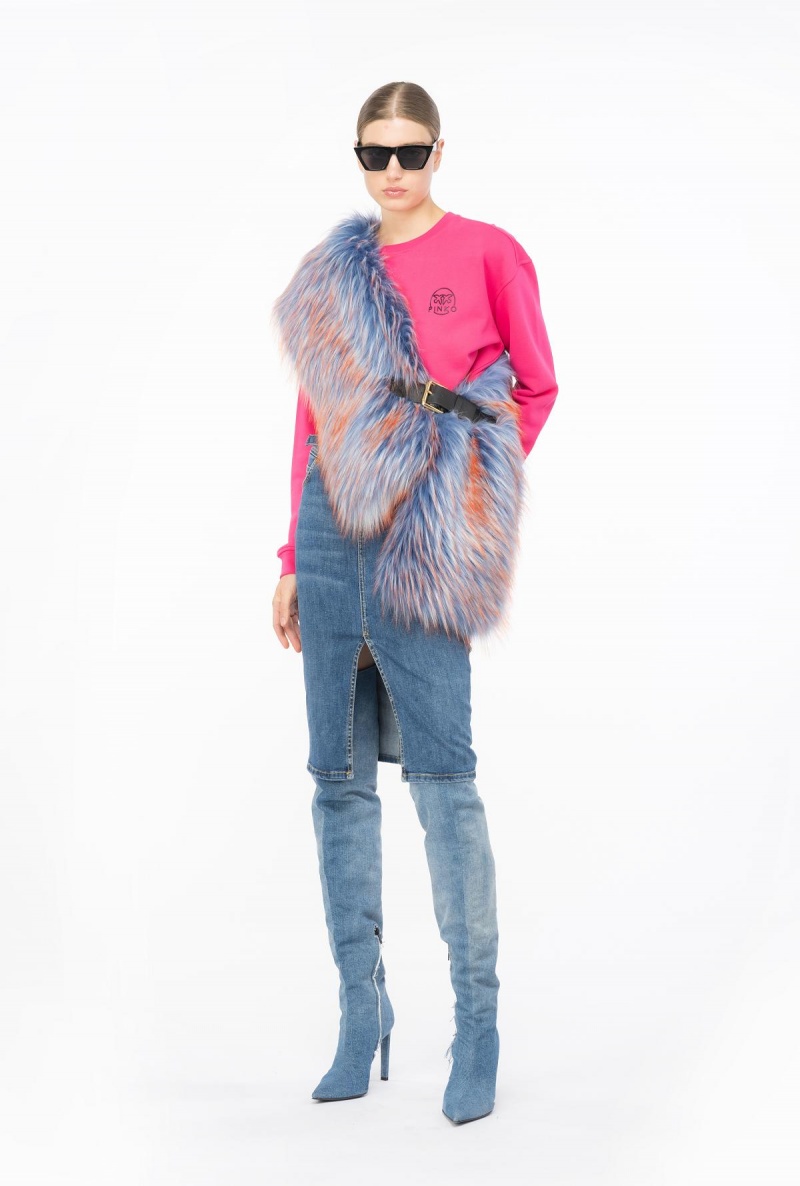 LIGHT BLUE/ORANGE Pinko Coloured fox-effect stole | FMYHY77370