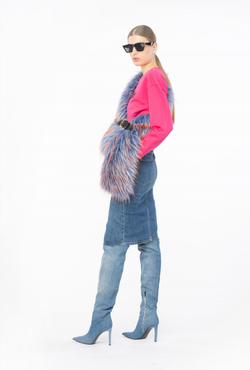 LIGHT BLUE/ORANGE Pinko Coloured fox-effect stole | FMYHY77370