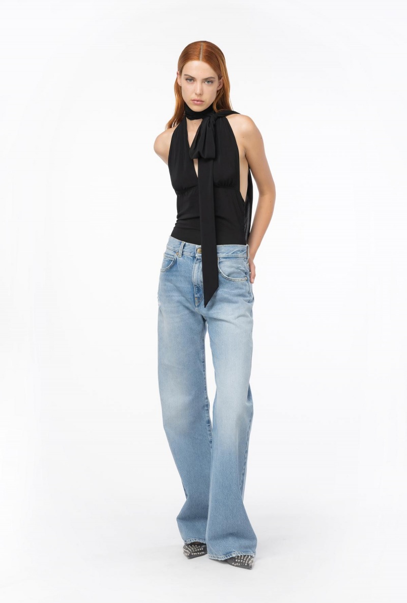 LIGHT VINTAGE WASH Pinko Wide-leg light vintage denim jeans | FMYUI33554