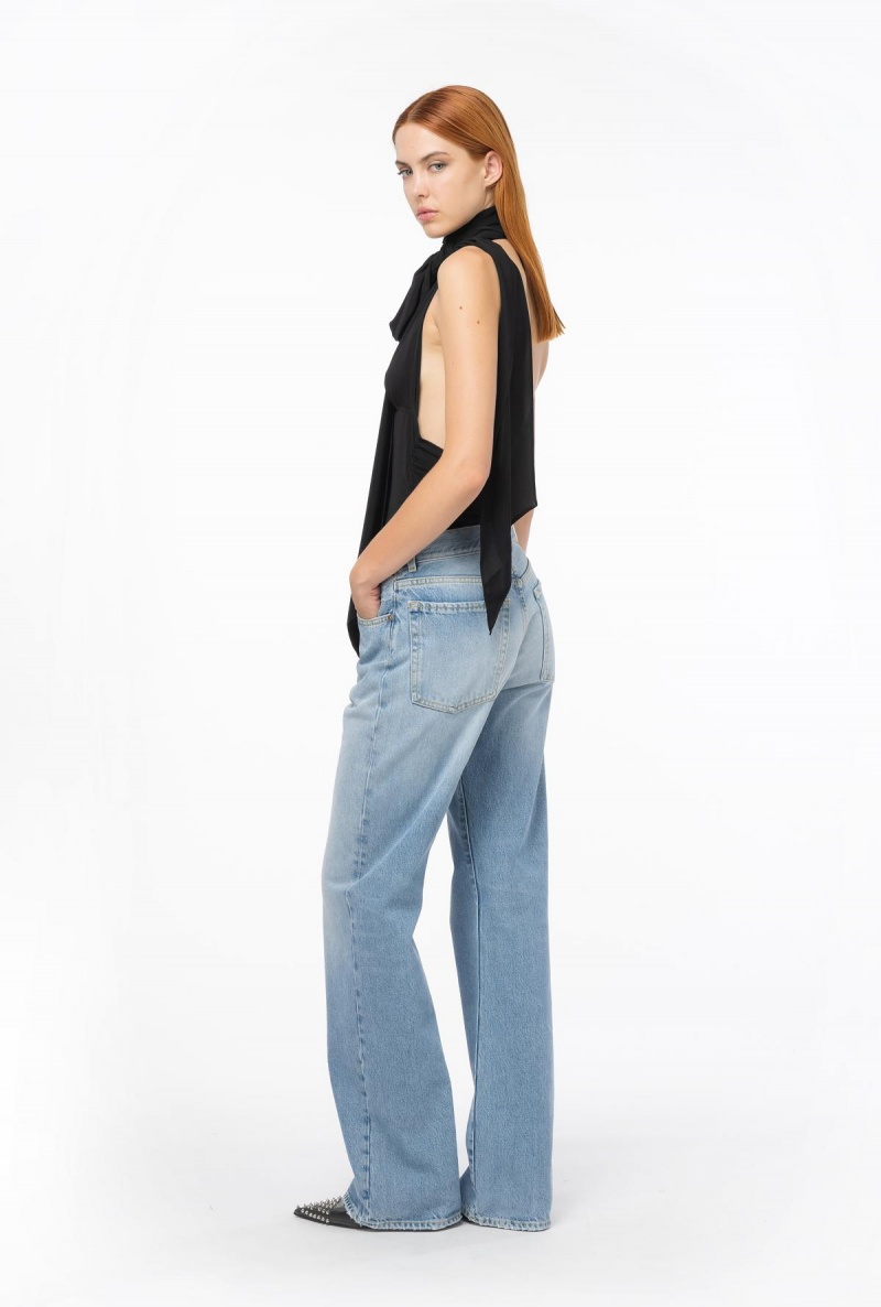 LIGHT VINTAGE WASH Pinko Wide-leg light vintage denim jeans | FMYUI33554