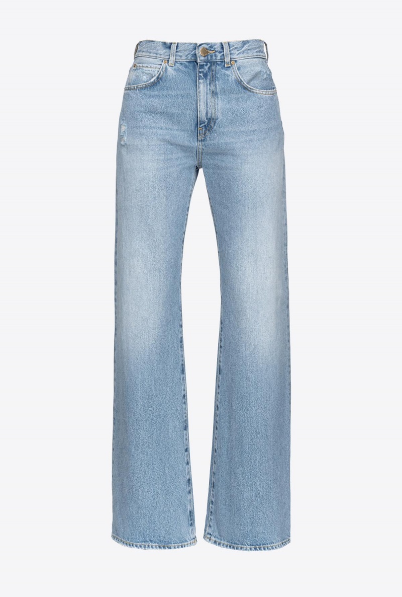 LIGHT VINTAGE WASH Pinko Wide-leg light vintage denim jeans | FMYUI33554
