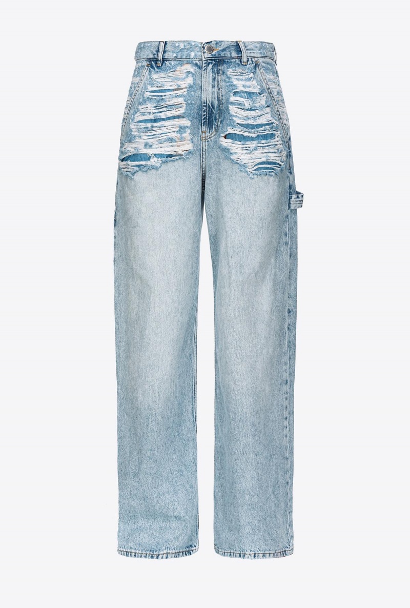 LIGHT WASH Pinko Slouchy wide-leg jeans with rips | YMYGT29733