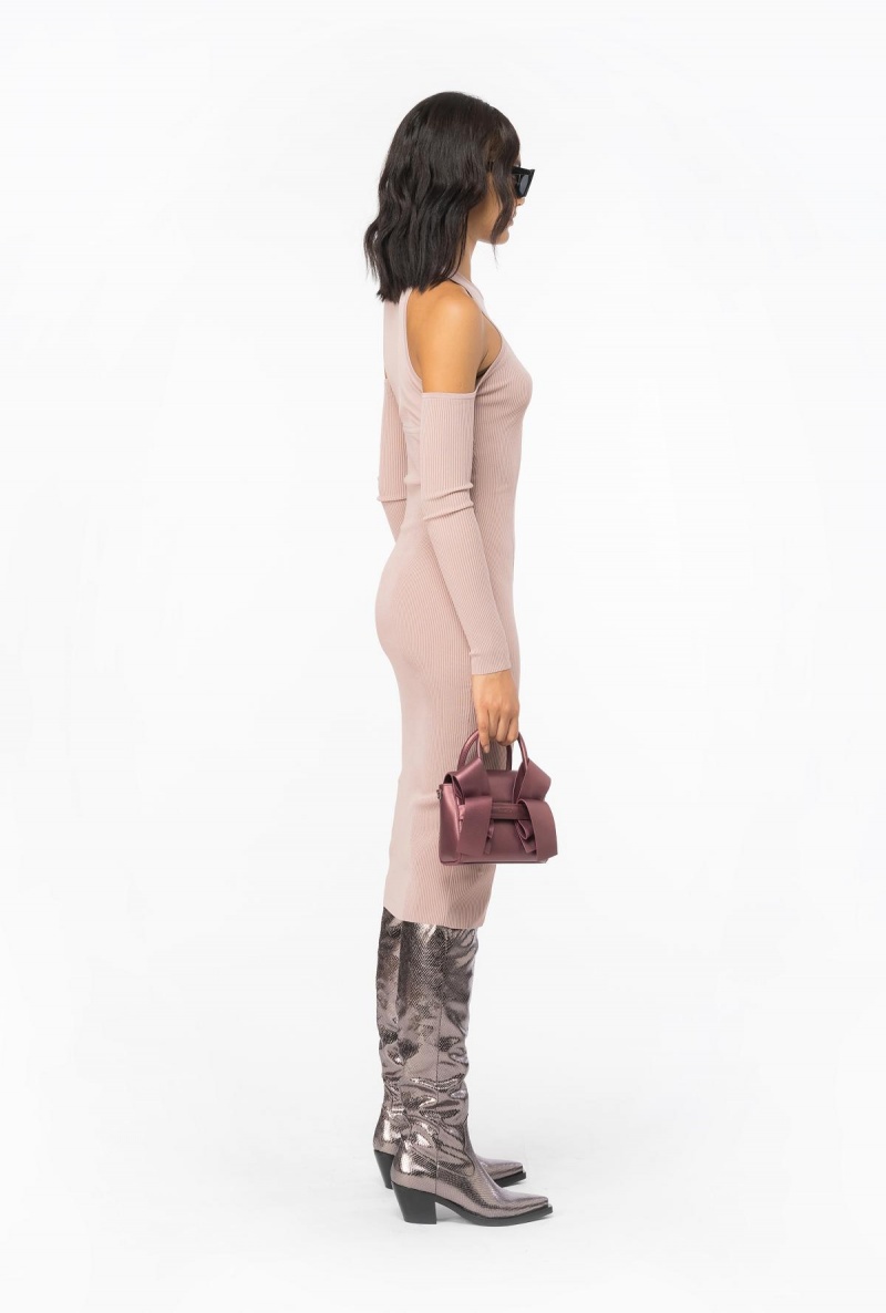 LIGHT WHITE COFFEE Pinko Off-the-shoulder knit dress | MYJKU51206