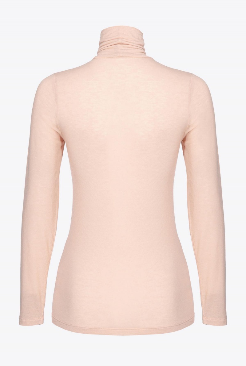 LIGHT WHITE COFFEE Pinko Turtleneck with Love Birds embroidery | MYIIZ81824