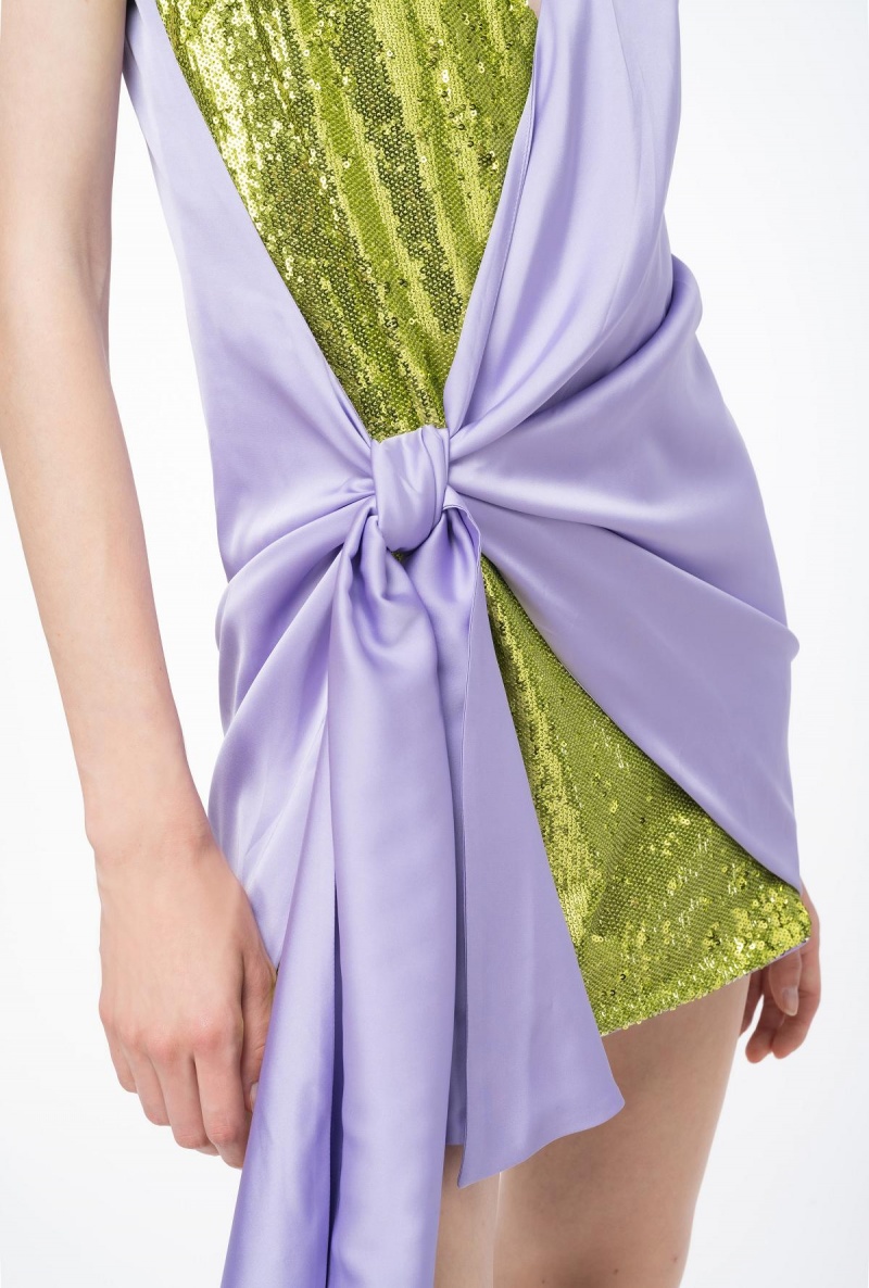 LILAC/GREEN Pinko Fully sequinned satin mini dress | DMYKV64887