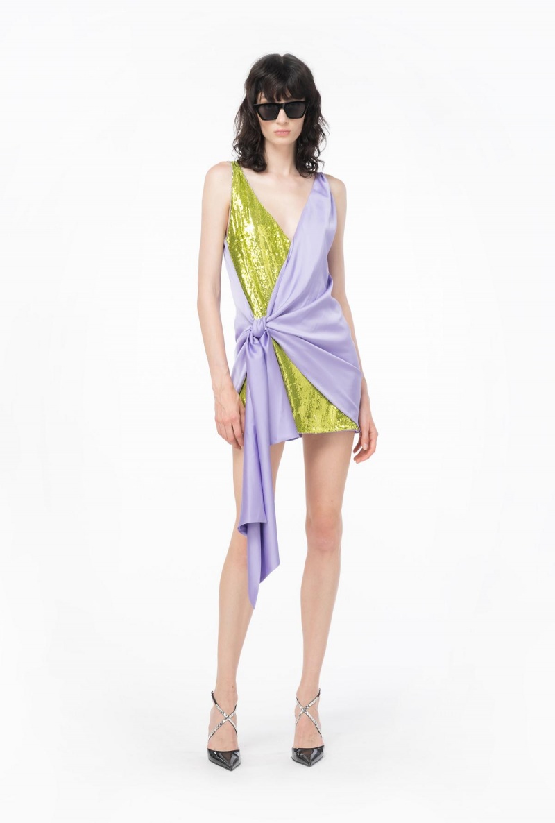 LILAC/GREEN Pinko Fully sequinned satin mini dress | DMYKV64887