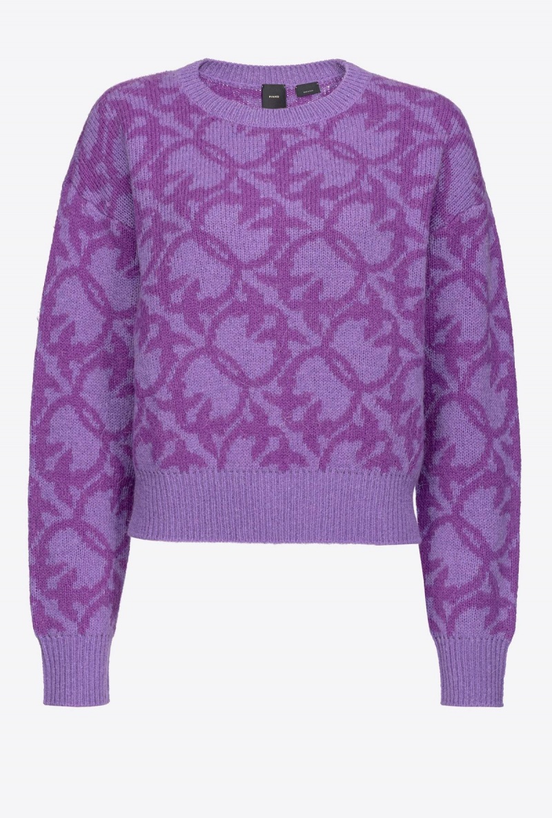 LILAC/PURPLE Pinko Wool and alpaca Love Birds sweater | BMYSO54922