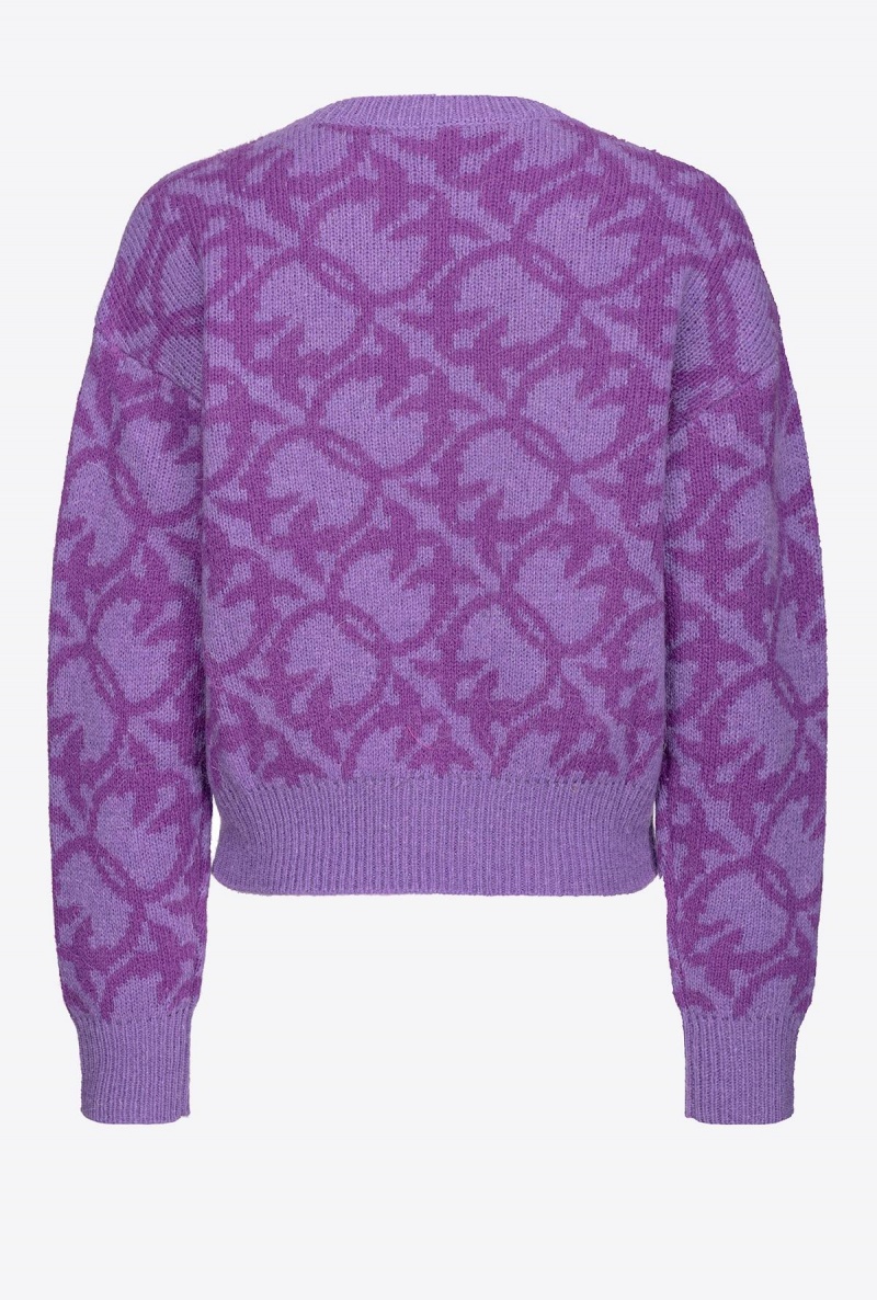LILAC/PURPLE Pinko Wool and alpaca Love Birds sweater | BMYSO54922