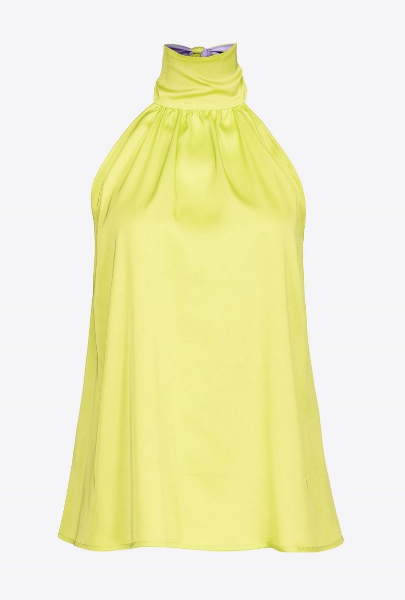 LIME/LILAC Pinko Halterneck top in light satin | AMYWC45717