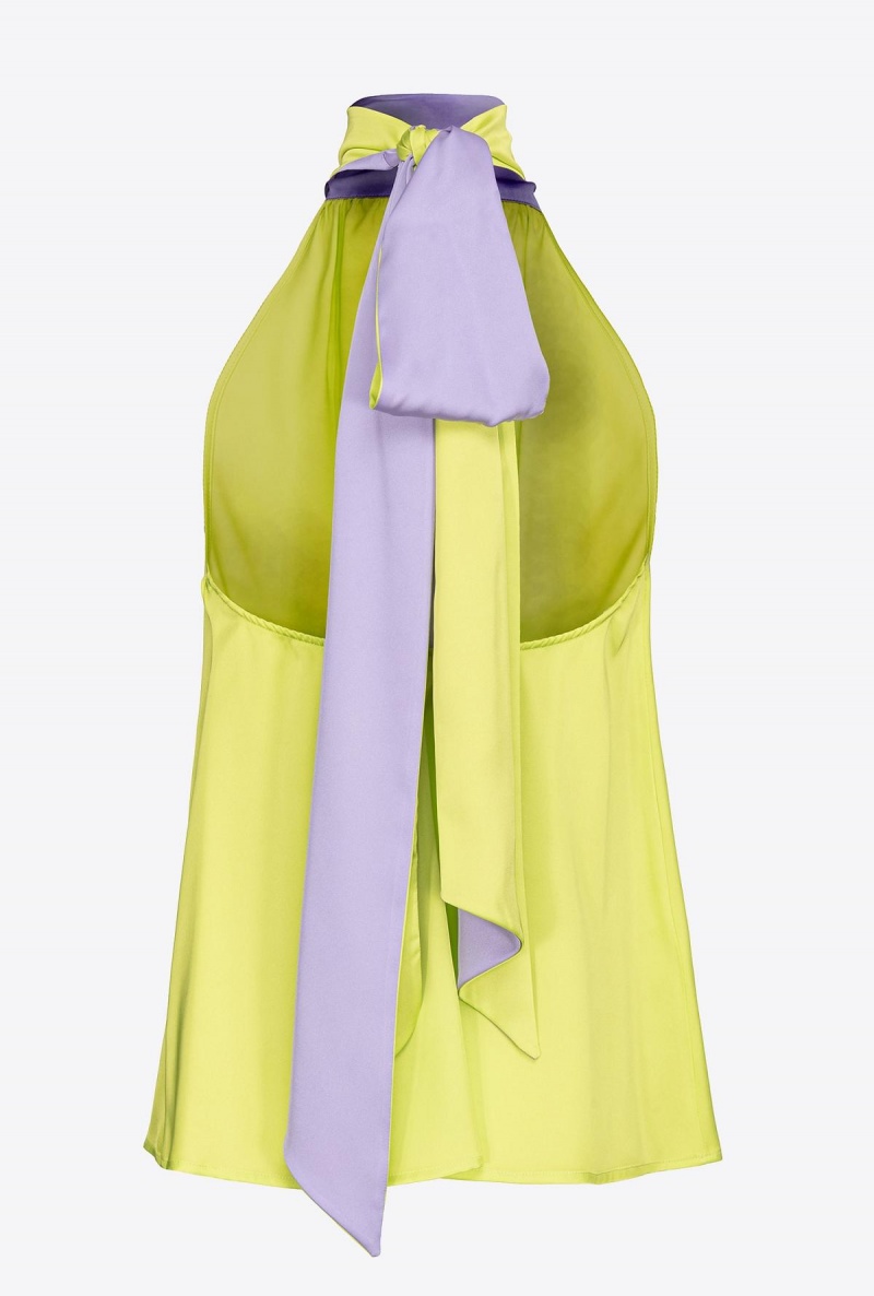 LIME/LILAC Pinko Halterneck top in light satin | AMYWC45717