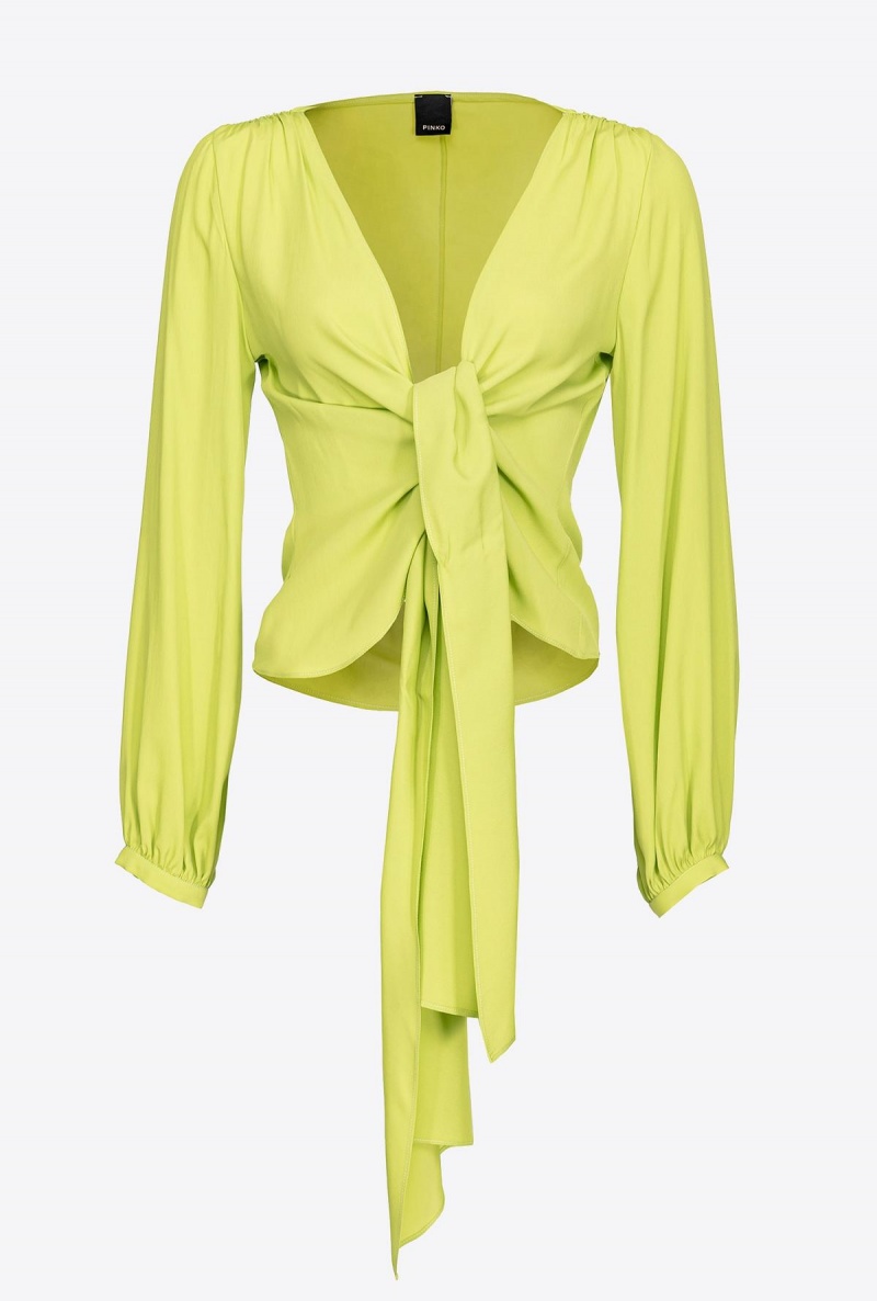 LIME YELLOW Pinko Blouse with knot detail | MYIIZ70478