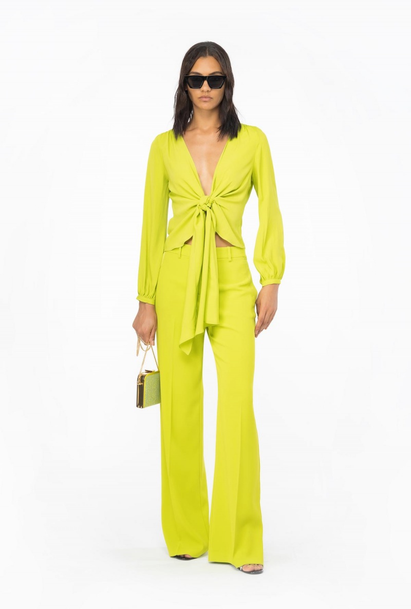 LIME YELLOW Pinko Blouse with knot detail | MYIIZ70478