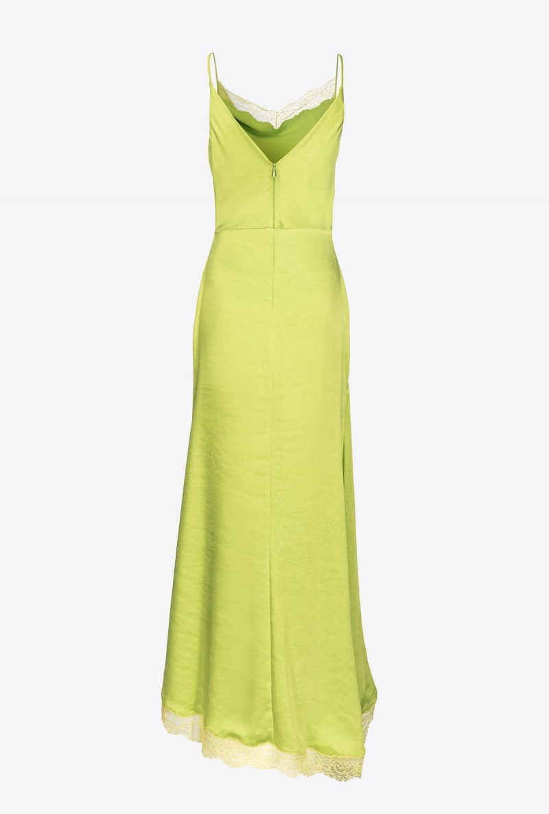 LIME YELLOW Pinko Elegant satin and lace dress | MYJVR78749