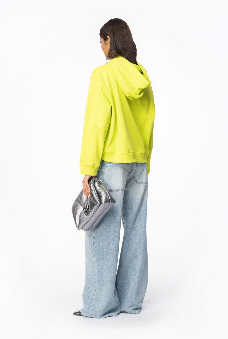 LIME YELLOW Pinko Hoodie with Vintage Frame print | ZMYNQ80721