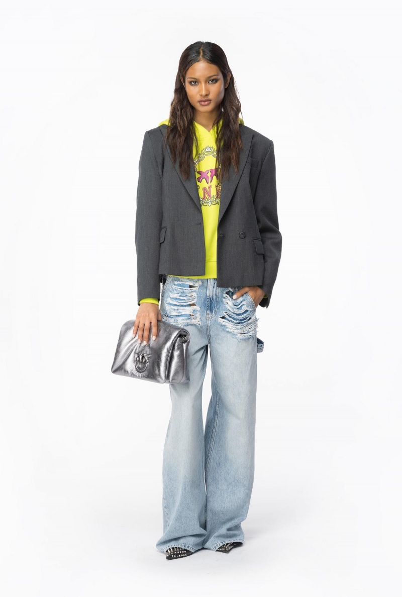 LIME YELLOW Pinko Hoodie with Vintage Frame print | ZMYNQ80721