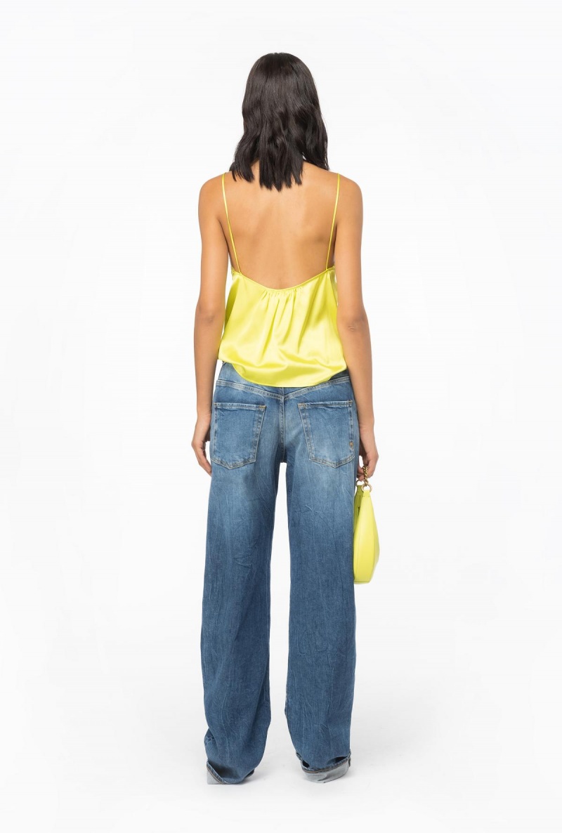 LIME YELLOW Pinko Lace lingerie top | XMYBH27856