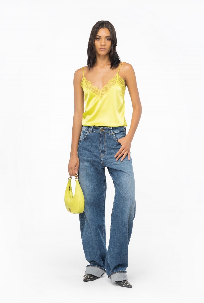 LIME YELLOW Pinko Lace lingerie top | XMYBH27856