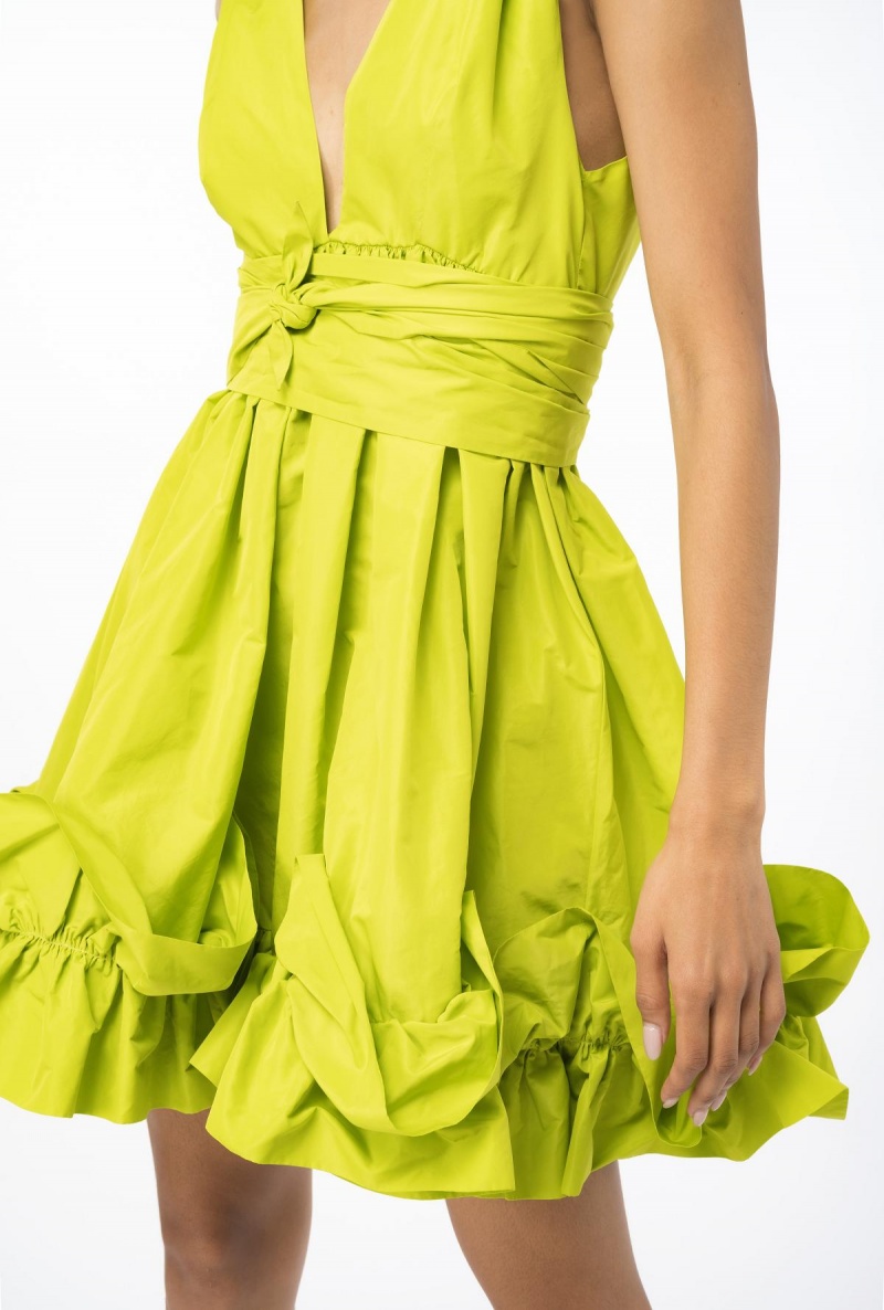 LIME YELLOW Pinko Mini taffeta dress | YMYVQ35519