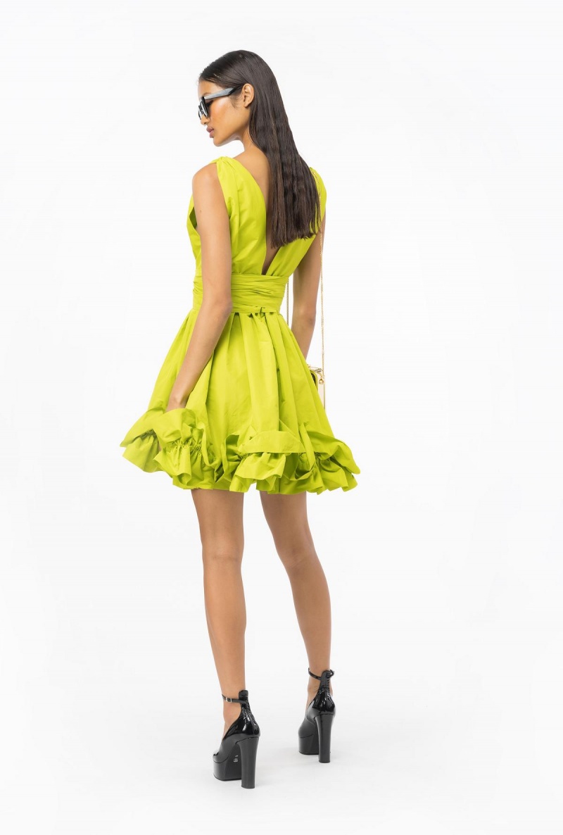 LIME YELLOW Pinko Mini taffeta dress | YMYVQ35519