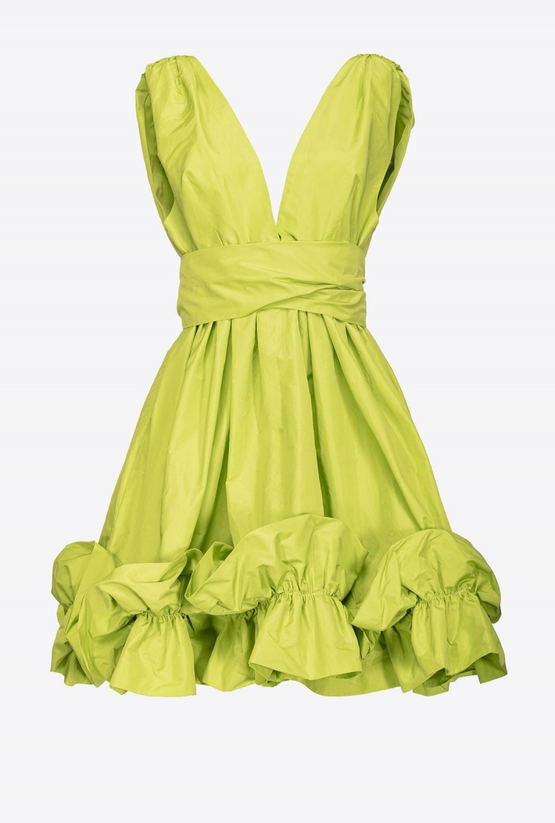 LIME YELLOW Pinko Mini taffeta dress | YMYVQ35519