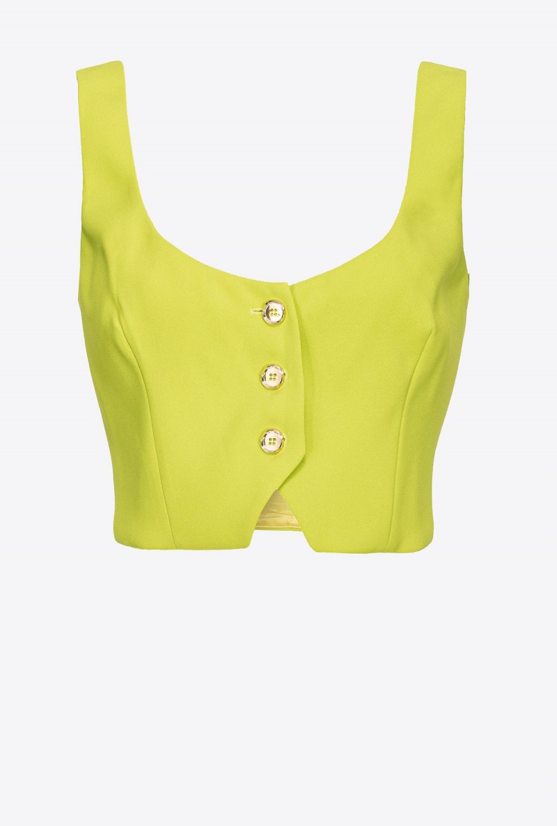 LIME YELLOW Pinko Short crepe vest | SMYNY16246