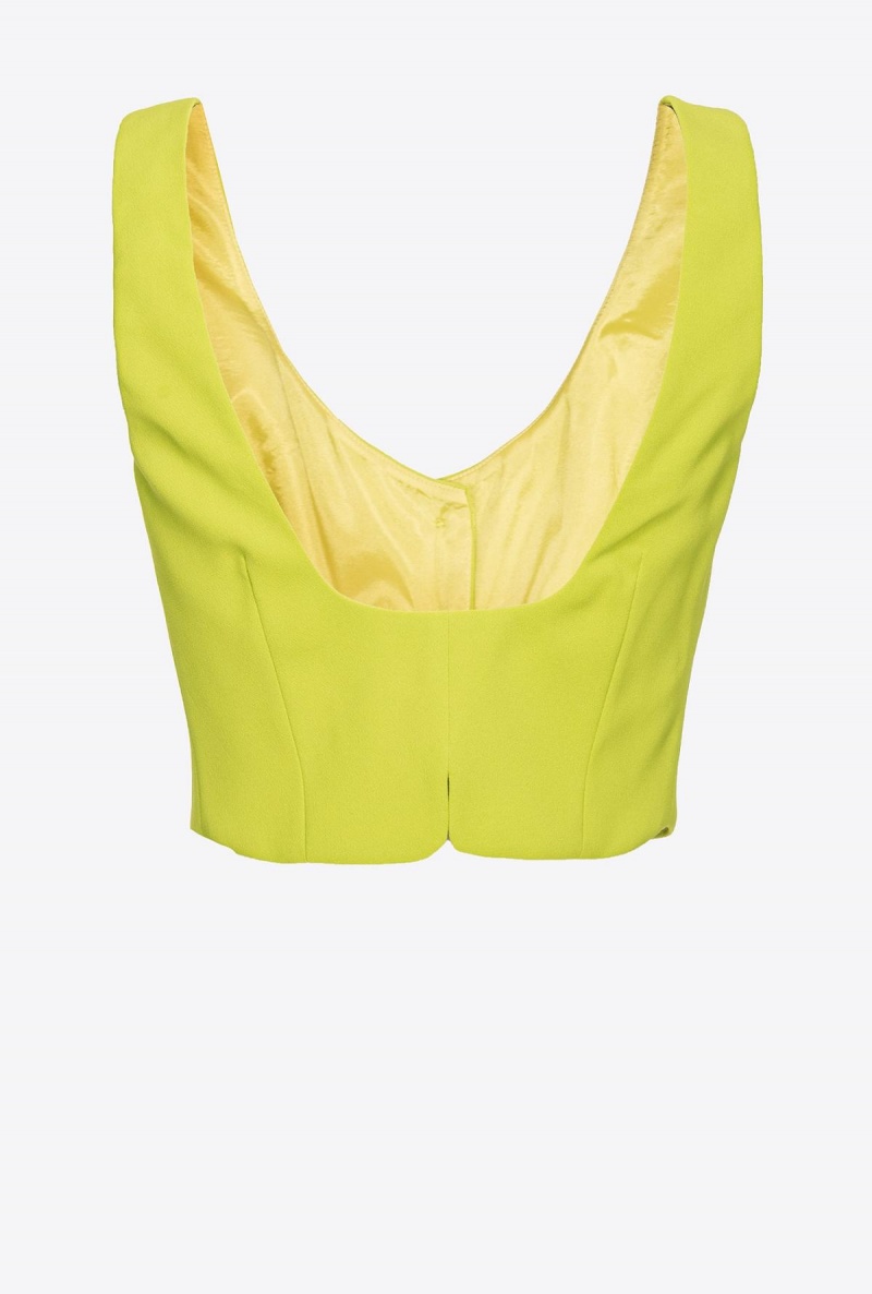 LIME YELLOW Pinko Short crepe vest | SMYNY16246