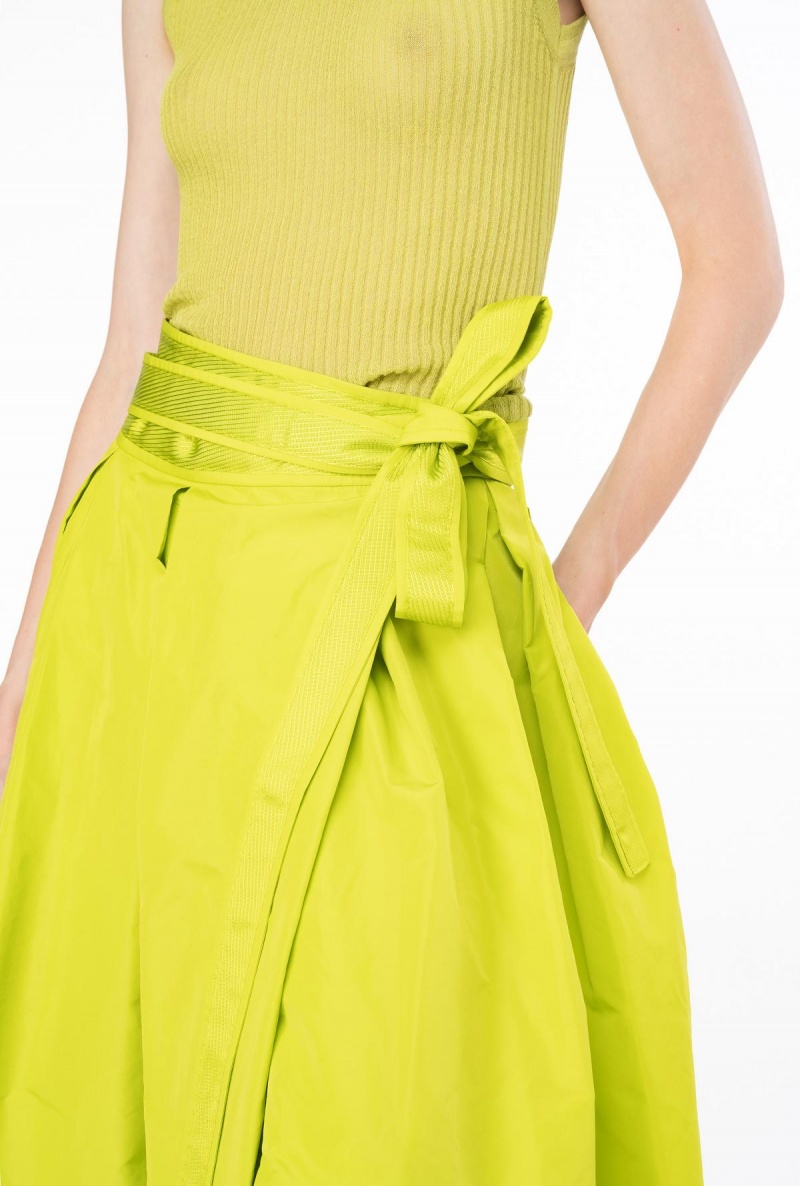 LIME YELLOW Pinko Taffeta maxi-skirt | MYNEJ83533