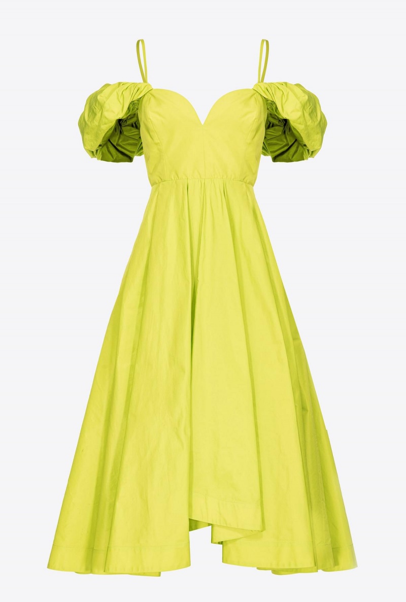 LIME YELLOW Pinko Taffeta midi dress | AMYDF13261