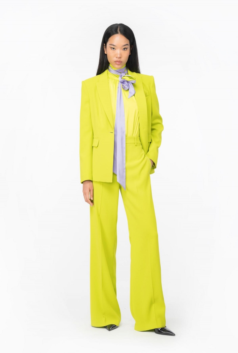 LIME YELLOW Pinko Wide-leg crepe trousers | DMYKV20334