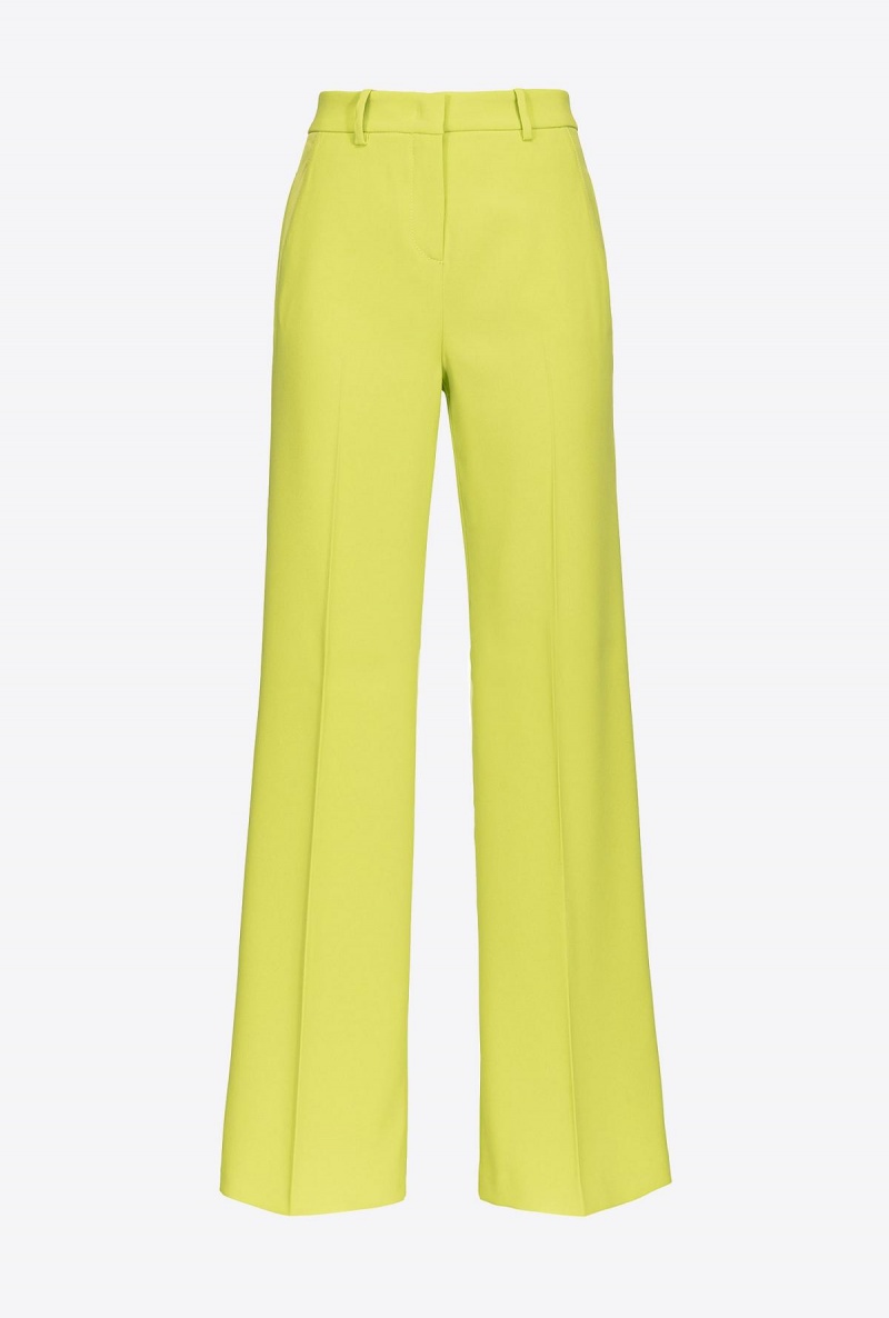 LIME YELLOW Pinko Wide-leg crepe trousers | DMYKV20334