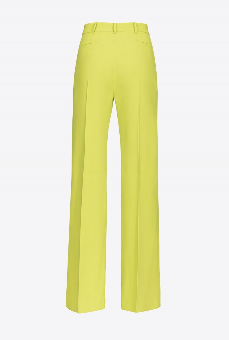 LIME YELLOW Pinko Wide-leg crepe trousers | DMYKV20334