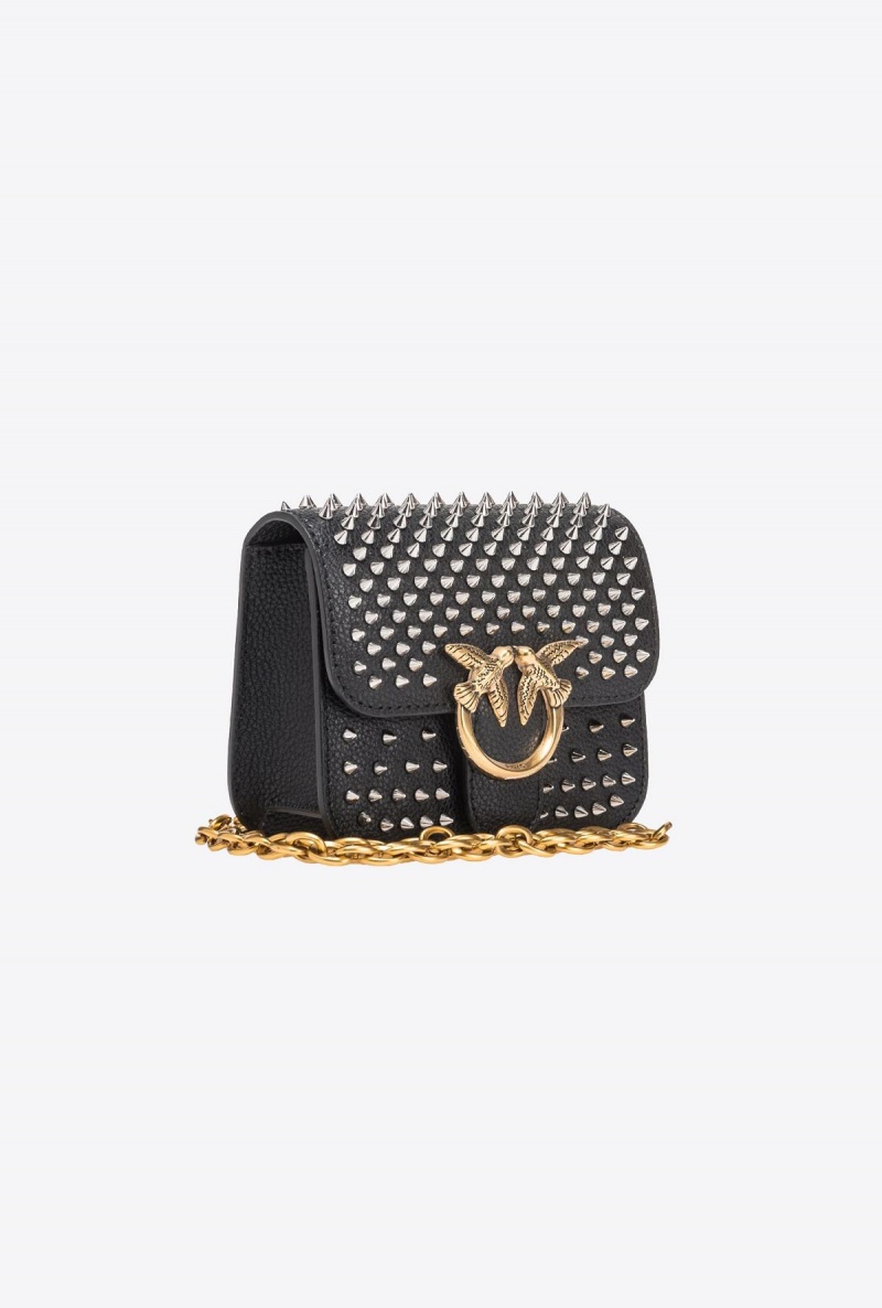 LIMO BLACK-SHINY NICKEL Pinko Micro Love Bag Bell with studs | EMYVG77539