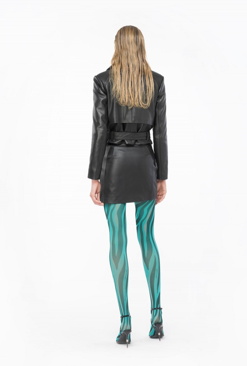 LIMO BLACK Pinko Biker jacket with faux sheepskin collar | TMYPQ80705