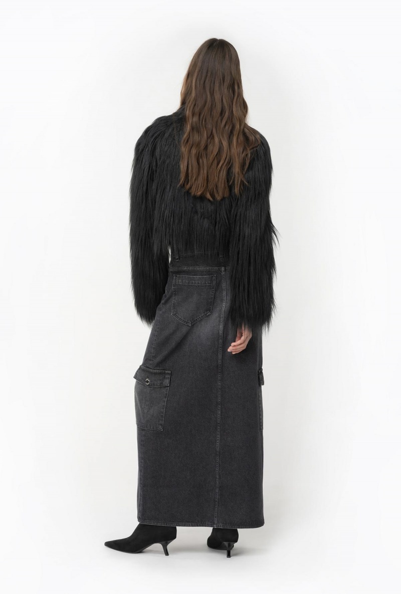 LIMO BLACK Pinko Black denim cargo skirt | MYXMI62469