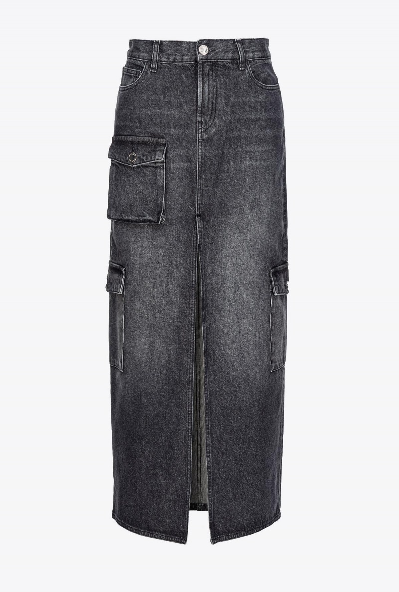 LIMO BLACK Pinko Black denim cargo skirt | MYXMI62469