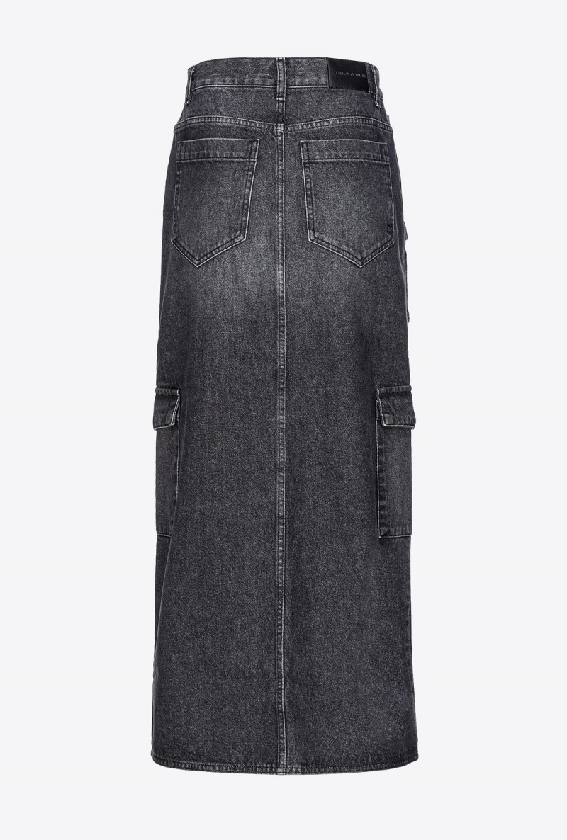 LIMO BLACK Pinko Black denim cargo skirt | MYXMI62469