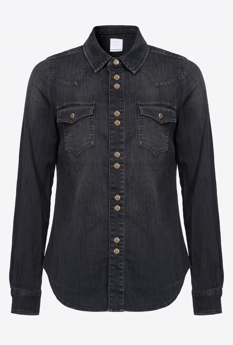 LIMO BLACK Pinko Black light twill denim shirt | AMYDF54344