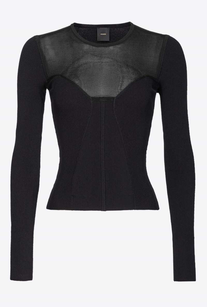 LIMO BLACK Pinko Bustier-style sweater with sheer details | GMYEC40587