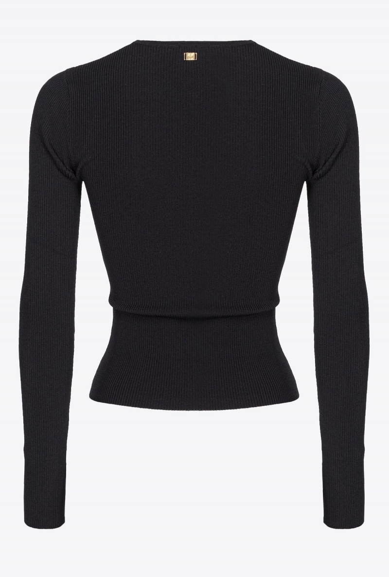 LIMO BLACK Pinko Bustier-style sweater with sheer details | GMYEC40587